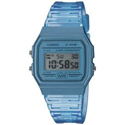 Reloj Casio F-91WS-2EF unisex transparente silicona azul
