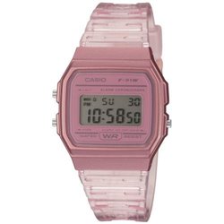 Reloj Casio F-91WS-4EF unisex transparente silicona rosa