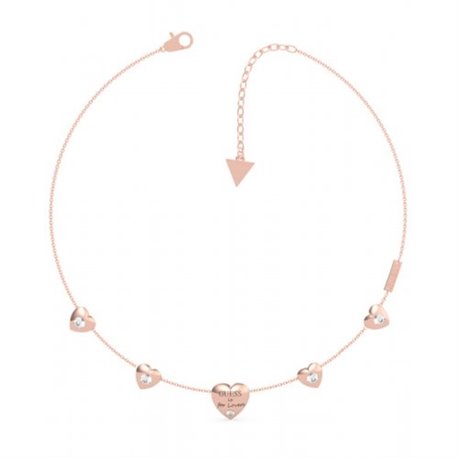 Collar GUESS corazones UBN70030 acero oro rosa